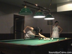 Lesbians Caught On Hidden Camera - Hot billiard babes - nude, slutty, filmed on hidden cam