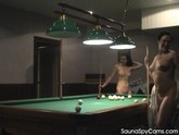 naked girls play billiard